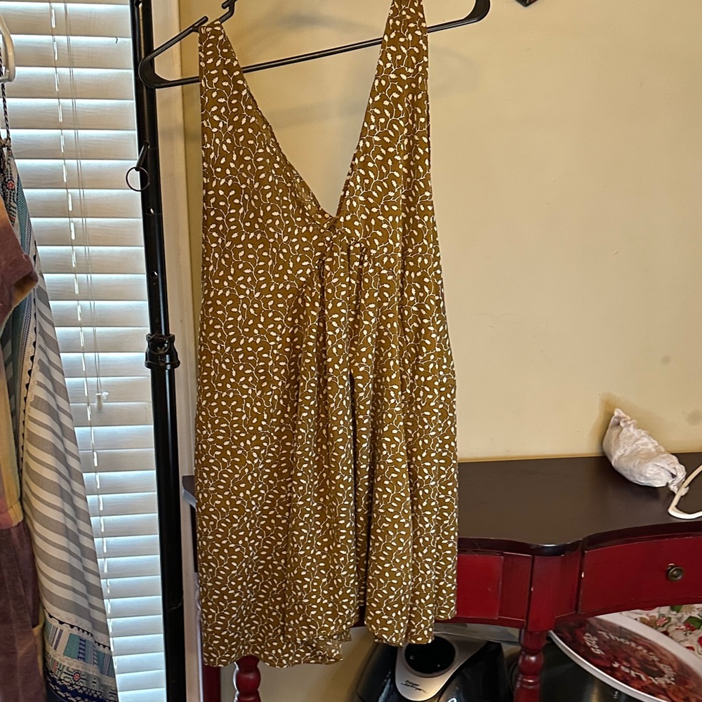 Brown Patterned Sleeveless Dress